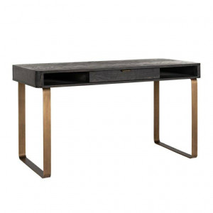 BIROU BLACKBONE BRASS, 140 CM, NEGRU/AURIU ANTICHIZAT, DIN FURNIR DE STEJAR SI METAL, RICHMOND INTERIORS - Img 3