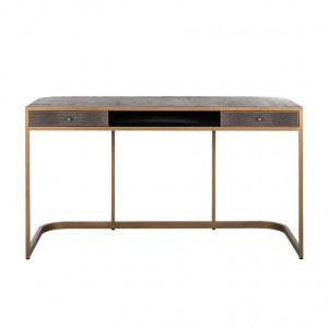 BIROU CLASSIO, 140 CM, 7535, MARO/AURIU ANTICHIZAT, DIN FURNIR DE STEJAR, PIELE ECO SI METAL, RICHMOND INTERIORS - Img 2