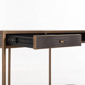 BIROU CLASSIO, 140 CM, 7535, MARO/AURIU ANTICHIZAT, DIN FURNIR DE STEJAR, PIELE ECO SI METAL, RICHMOND INTERIORS - Img 7