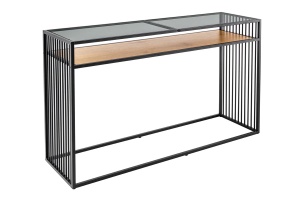 BIROU/CONSOLA, ARHITECTURE 120CM, LEMN MASIV SI STICLA, DESIGN RETRO - Img 1