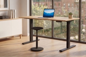 BIROU REGLABIL PE INALTIME, PROFESIONAL, 120CM, DIN LEMN DE STEJAR SI METAL, INVICTA INTERIOR - Img 6