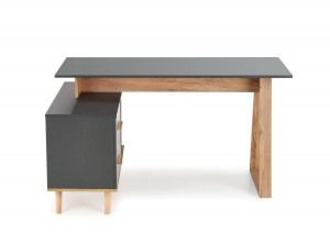 BIROU SERGIO XL, ANTRACIT/STEJAR WOTAN, DIN LEMN MASIV SI MDF FURNIRUIT, STIL MODERN - Img 6