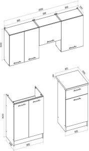 BUCATARIE ARTIM MAR, 200 CM, CREMONA OAK/CASMIR, DIN MDF, STIL MODERN - Img 3