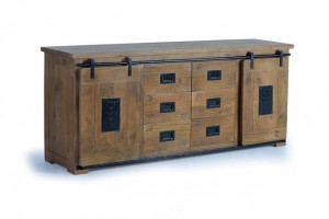 BUFET 190CM, DIN LEMN DE MANGO/METAL, 2 USI SI 6 SERTARE, GINER Y COLOMER - Img 1
