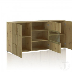 BUFET 3 USI 178CM, PATRIK, COD 4343, STIL MODERN, REALIZATA DIN PANOURI ECO DIN LEMN - Img 4