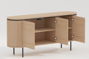 BUFET, ATELIER 160CM, FURNIR DE STEJAR SI PICIOARE DIN METAL, CULOARE NATUR, ARTIM GROUP SELECTION - Img 6
