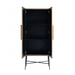 BUFET/DULAP IRONVILLE, 182 CM, 7570, NEGRU/AURIU ANTICHIZAT, DIN LEMN DE MESTEACAN SI METAL, STIL MODERN - Img 5