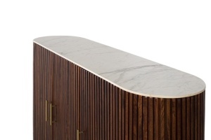 BUFET LIVING, 150CM, LEMN MASIV DE MANGO CU FINISAJ NUC SI MARMURA SINTETICA, DESIGN ELEGANT, ARTIM GROUP SELECTION - Img 4