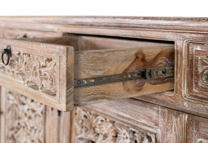 BUFET LIVING, 180CM, LEMN MASIV DE TEC, CULOARE NATUR ANTICHIZAT, SCULPTAT MANUAL, ARTIM GROUP SELECTION - Img 5
