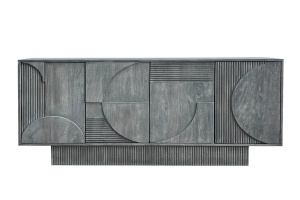 BUFET LIVING, ART DECO 170CM, LEMN DE MANGO, MODEL 3D, CULOARE GRI, ARTIM GROUP SELECTION - Img 2