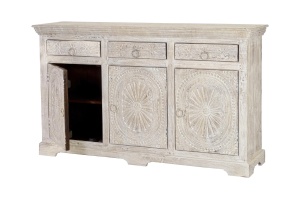 BUFET LIVING BREST 150CM, DIN LEMN DE MANGO, CULOARE ALB ANTICHIZAT, ARTIM GROUP SELECTION - Img 3