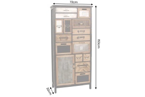 BUFET LIVING DEOSEBIT, SECRETS 150CM, REALIZAT DIN LEMN DE PIN SI METAL, CULOARE MARO ANTICHIZAT/NATUR, ARTIM GROUP - Img 2