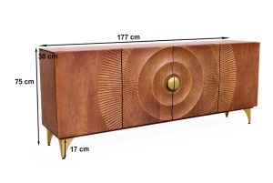 BUFET LIVING GOLDEN SUNSET 180CM, REALIZAT DIN LEMN DE MANGO, DE CULOARE MARO, MODEL 3D, ARTIM GROUP - Img 4