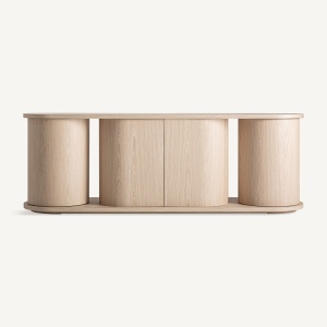 BUFET LIVING KHARJ 220CM, DIN LEMN DE STEJAR, CULOARE BEJ, STIL ART DECO, VICAL HOME