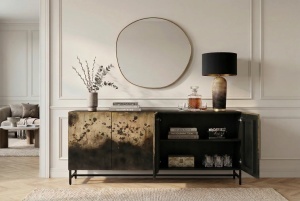 BUFET LIVING, OXID 180CM, REALIZAT DIN LEMN DE MANGO SI METAL, CULOARE NEGRU/AURIU, ARTIM GROUP SELECTION - Img 5