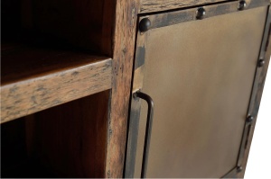 BUFET LIVING SUNDERLAND 180CM, REALIZAT DIN LEMN RECICLAT, CULOARE NEGRU RUGINIU, STIL VINTAGE, GINER Y COLOMER - Img 8