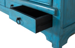 BUFET LIVING VIORA 110CM, REALIZAT DIN LEMN DE MANGO, CULOARE ALBASTRU, STIL RUSTIC VINTAGE, GINER Y COLOMER - Img 6