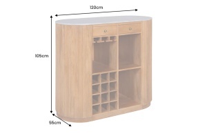 BUFET PENTRU STICLE, TRES CHIC 120CM, REALIZAT DIN LEMN NATURAL DE MANGO SI MARMURA, ARTIM GROUP - Img 2