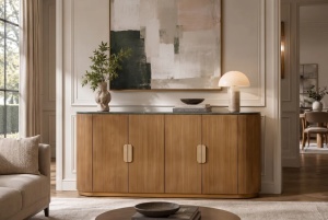 BUFET VENEZIANO 170CM, REALIZAT DIN LEMN DE MANGO SI BLAT DIN MARMURA, DE CULOARE TURCOAZ/AURIU, ARTIM GROUP - Img 3