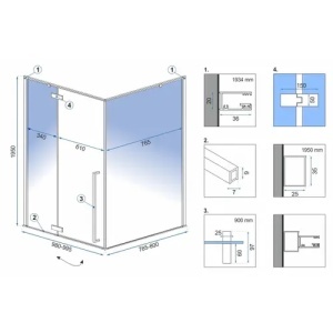 CABINA DE DUS FARGO 100X80, NEGRU MAT, CU CADITA SAVOY ALBA, CALITATE SUPERIOARA - Img 5