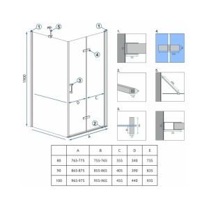 CABINA DE DUS MOLIER CROM 80X90, CALITATE SUPERIOARA - Img 5