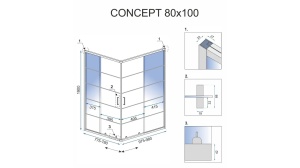CABINA DE DUS REA CONCEPT, CULISANTA, 80x100CM, NEGRU, DIN STICLA, FARA CADITA, CALITATE SUPERIOARA - Img 5