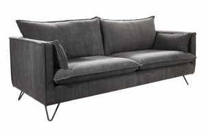 CANAPEA, 3 LOCURI, GRI RETRO, TEXTIL STIL RAIAT SI LEMN, ARTIM GROUP SELECTION - Img 6
