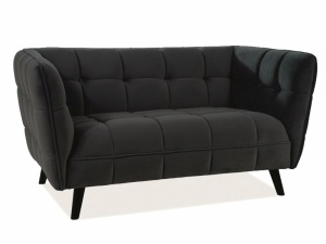 CANAPEA CASTELLO 2, NEGRU BLUVEL 19/WENGE, TAPITERIE DIN CATIFEA SI PICIOARE DIN LEMN - Img 1