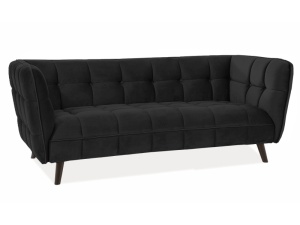 CANAPEA CASTELLO 3, NEGRU BLUVEL 19/WENGE, TAPITERIE DIN CATIFEA SI PICIOARE DIN LEMN