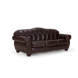 CANAPEA CHESTERFIELD 224CM, DIN LEMN SI PIELE NATURALA, CULOARE MARO, ARTIM SELECTION - Img 6