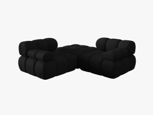 CANAPEA/COLTAR MODULAR BELLIS, 3 LOCURI, 188 CM, NEGRU 19, TAPITERIE DIN CATIFEA 3D, DESIGN DEOSEBIT - Img 3