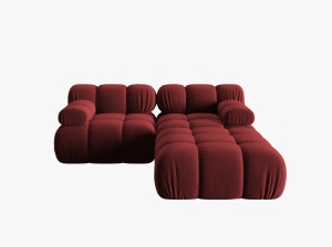 CANAPEA/COLTAR MODULAR BELLIS, 3 LOCURI, 188 CM, ROSU INCHIS 59, TAPITERIE DIN CATIFEA, DESIGN DEOSEBIT - Img 5