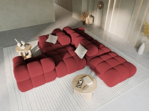 CANAPEA/COLTAR MODULAR BELLIS DREAPTA, 3 LOCURI, 282 CM, ROSU INCHIS 59, TAPITERIE DIN CATIFEA, DESIGN DEOSEBIT - Img 2