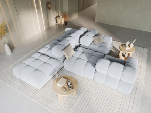 CANAPEA/COLTAR MODULAR BELLIS STANGA, 3 LOCURI, 282 CM, ALBASTRU DESCHIS 80, TAPITERIE DIN CATIFEA, DESIGN DEOSEBIT - Img 2