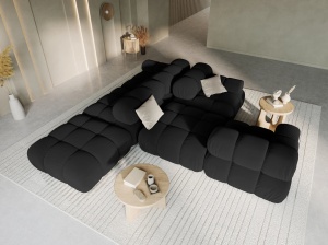 CANAPEA/COLTAR MODULAR BELLIS STANGA, 3 LOCURI, 282 CM, NEGRU 100, TAPITERIE DIN CATIFEA, DESIGN DEOSEBIT - Img 2