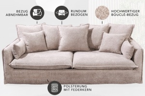 CANAPEA CONFORTABILA 3 LOCURI 200CM, MATERIAL BOUCLE SAMPANIE, ARTIM GROUP SELECTION - Img 8