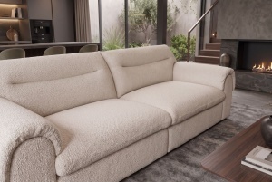 CANAPEA CONFORTABILA SIXTH SENSE 210CM, REALIZATA DIN LEMN SI MATERIAL TEXTIL BOUCLE, CULOARE BEJ, INVICTA INTERIOR - Img 3