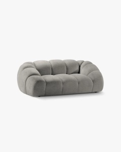 CANAPEA CU 2 LOCURI DIANA, GRI DESCHIS, 114X214 CM, TAPITAT CU TAPITERIE DIN TEXTIL STRUCTURAT BUBBLE, MICADONI - Img 2