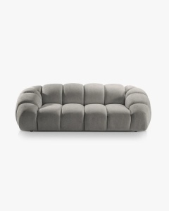 CANAPEA CU 3 LOCURI DIANA, GRI DESCHIS, 114X254 CM, TAPITAT CU TAPITERIE DIN TEXTIL STRUCTURAT BUBBLE, MICADONI - Img 2