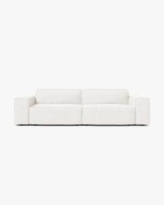 CANAPEA CU 3 LOCURI JODIE, 204X99 CM, ADANCIME SCAUN 62 CM, ALB, TAPITAT CU TAPITERIE DIN TEXTIL BOUCLE BALOO, MICADONI