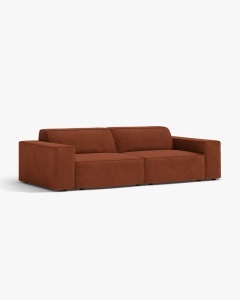 CANAPEA CU 3 LOCURI JODIE, 204X99 CM, ADANCIME SCAUN 62 CM, CARAMIZIU, TAPITAT CU TAPITERIE DIN TEXTIL STRUCTURAT LIBERTY, MICADONI - Img 2