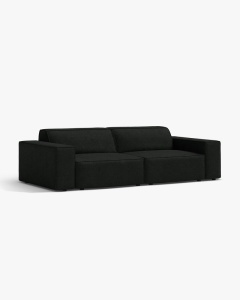 CANAPEA CU 3 LOCURI JODIE, 204X99 CM, ADANCIME SCAUN 62 CM, NEGRU, TAPITAT CU TAPITERIE DIN TEXTIL BOUCLE BALOO, MICADONI - Img 2