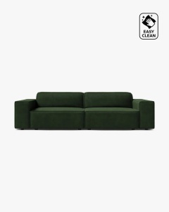 CANAPEA CU 3 LOCURI JODIE, 204X99 CM, ADANCIME SCAUN 62 CM, VERDE SMARALD, TAPITAT CU TAPITERIE DIN TEXTIL CATIFEA VENUS, MICADONI