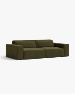 CANAPEA CU 3 LOCURI JODIE, 204X99 CM, ADANCIME SCAUN 62 CM, VERDE, TAPITAT CU TAPITERIE DIN TEXTIL CATIFEA BLUVEL, MICADONI - Img 2