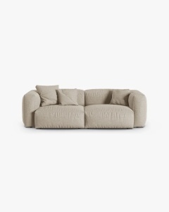 CANAPEA CU 3 LOCURI MARTINA, 120X184 CM, ADANCIME SCAUN 90 CM, BEJ DESCHIS, TAPITAT CU TAPITERIE DIN TEXTIL STRUCTURAT BOSTON, MICADONI
