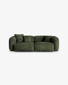 CANAPEA CU 3 LOCURI MARTINA, 120X184 CM, ADANCIME SCAUN 90 CM, VERDE, TAPITAT CU TAPITERIE DIN TEXTIL CATIFEA VOGUE, MICADONI