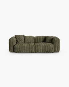 CANAPEA CU 3 LOCURI MARTINA, 120X184 CM, ADANCIME SCAUN 90 CM, VERDE MUSCHI, TAPITAT CU TAPITERIE DIN TEXTIL STRUCTURAT BOSTON, MICADONI