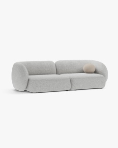 CANAPEA CU 4 LOCURI KATE, MELANJ GRI DESCHIS, 243X99 CM, TAPITAT CU TAPITERIE DIN TEXTIL STRUCTURAT PUENTE, MICADONI - Img 2