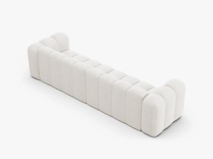 CANAPEA CU 4 LOCURI LUPIN 288, ALBA, CU TAPITERIE DIN TEXTIL BOUCLE BALOO, MICADONI - Img 3