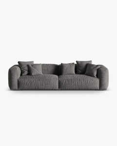 CANAPEA CU 4 LOCURI, MARTINA, GRI, 320 CM, CU TAPITERIE DIN TEXTIL CATIFEA VOGUE, MICADONI
